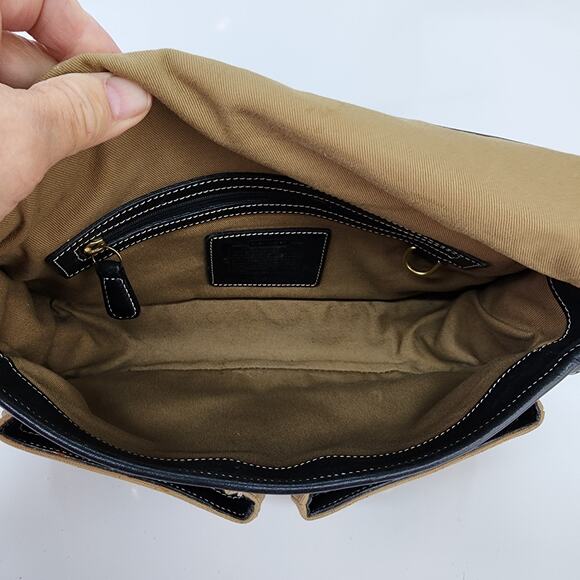 Vintage COACH Shoulder Bag Purse Canvas Brown Leather Crossbody Hipster FLAWS - Picture 6 of 16